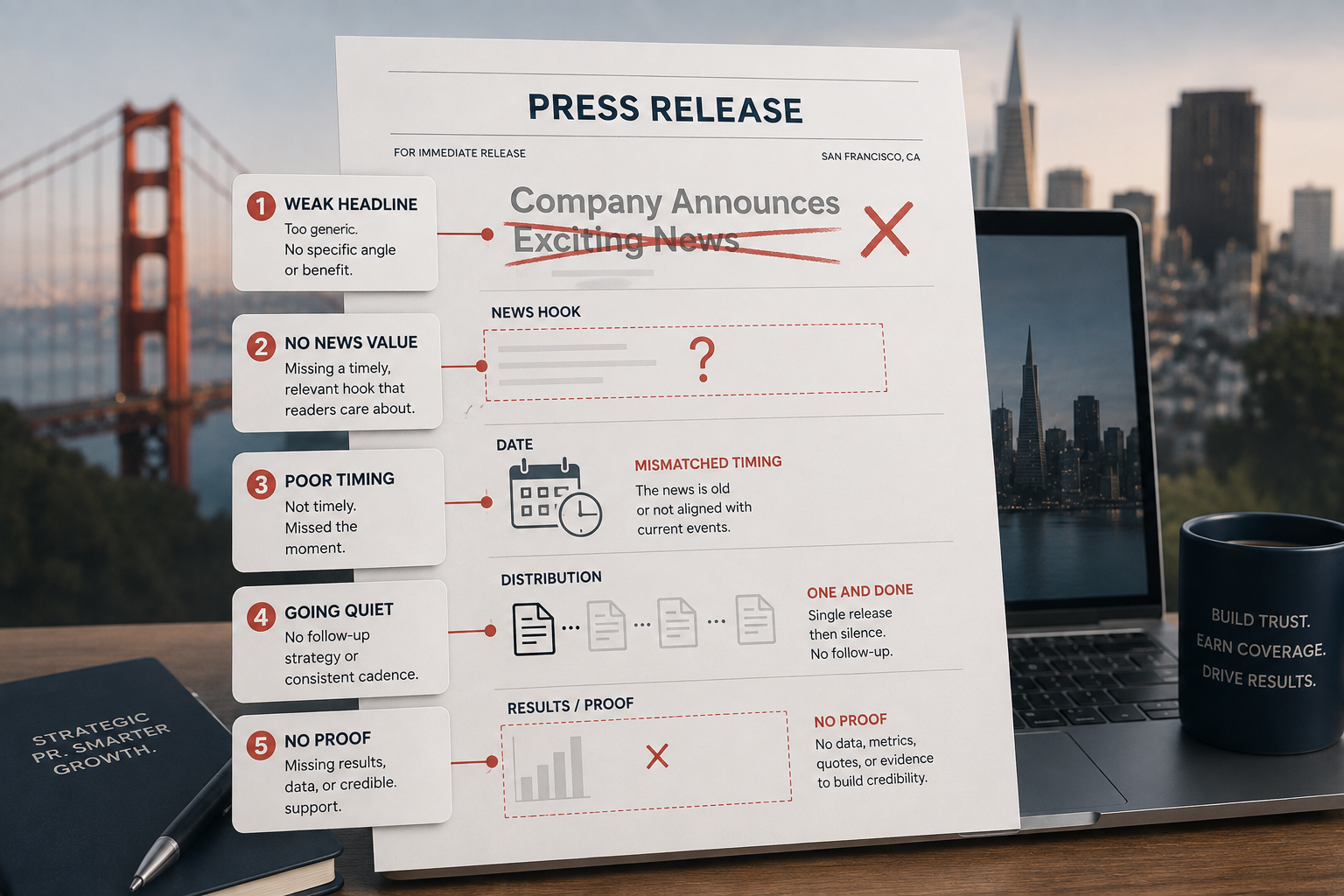 5 press release mistakes infographic for Bay Area accounting firms